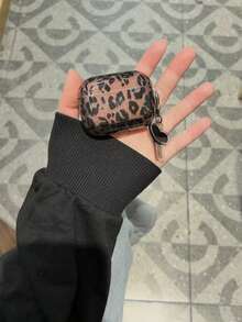 Estuche para auriculares y colgante con estampado de leopardo semitransparente de otoño/invierno compatible con Apple 4/3/2/Pro 2/Pro - Café integral - Ver 6