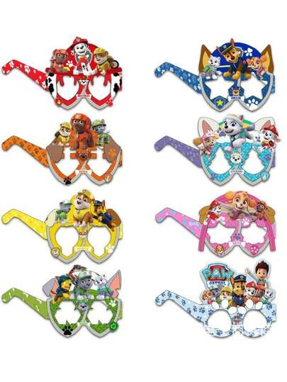 Paw Patrol 汪汪队立大功8件套动漫派对拍照道具纸眼镜，派对服装派对装饰生日嘉年华角色扮演道具