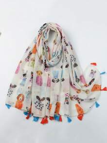 1条多功能花卉狗狗印花女士方巾，旅行防晒 - 彩色 - 查看 9