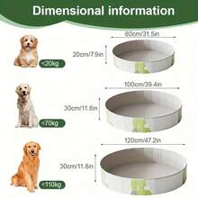 Available In Two Sizes: Medium 100cm And Large 120cm, Both With Adjustable Pool Width. This Foldable Pet Bathtub Is A Portable Pet Swimming Pool, Very Suitable For Outdoor Recreation And Bathing. The Product Is Easy To Carry And Has A Durable Design. - White 47.5 X 11.8 Inches - View 5