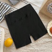 Girls' High Waisted Stretchy Leggings Shorts, Black Elastic Safety Pants For Big Tween Girl Size 7-12, Anti-Chafing Comfortable Inner Wear Tights(YY1374) - Black - View 10