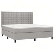 vidaXL Boxspringbett mit Matratze Hellgrau 180x200 cm Stoff - Gris - Voir 3