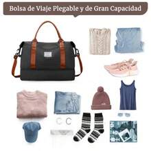 Bolsa Deportiva para el Gym con Compartimento para Zapatos y Bolsa de Agua HúmedaBolsas de Viaje para Hombre y Mujer Ideal para Viajes Entrenamiento Yoga Deportes C-Negro - como en la foto - Ver 5