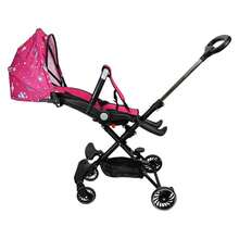 THE BABY SHOP Baby Stroller, 360° Rotating, Foldable, Reclining With Brakes - Pink - View 3