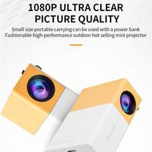1台YG300迷你投影仪，1080P高清便携式户外电影投影仪，带LED灯，兼容USB/AV/电视盒/笔记本电脑/安卓/iOS/SD卡，ABS塑料材质，支持无线屏幕共享，是家庭影院和节日礼物的理想之选。 - 彩色 - 查看 2