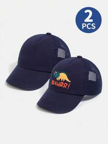 2/3 piezas Gorra de béisbol de malla con estampado de dinosaurio para niños pequeños de 2 a 7 años, sombrero de sol ajustable y transpirable para verano, gorra trucker para niños pequeños, para juegos al aire libre, deportes, playa, regalo de cumpleaños - gorra de béisbol de red - Ver 22