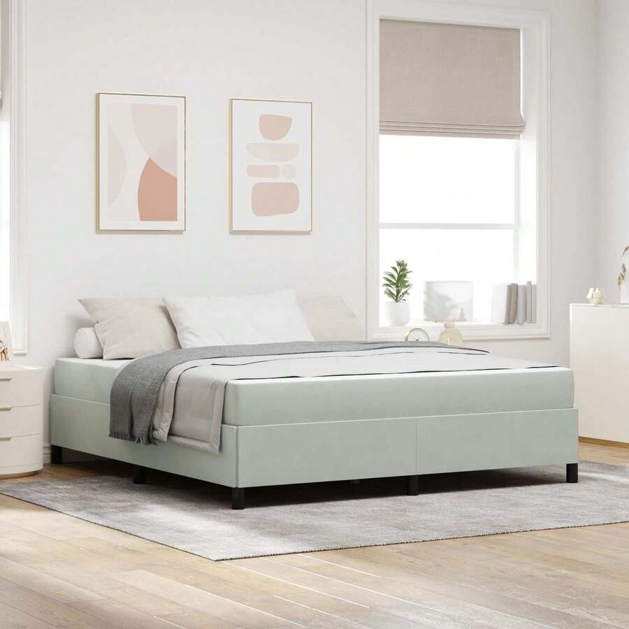 vidaXL Bettrahmen mit Matratze Hellgrau 180 x 200 cm Stoff - Gris - Voir 1