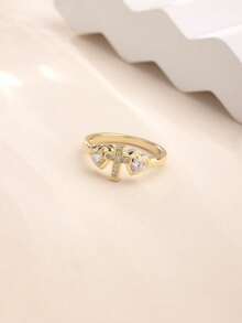 Anillo con forma de cruz personalizado con piedra de nacimiento y nombre en inglés grabado, joyería de moda, esencial para el estilo - Multicolor - Ver 5