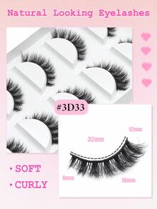 5 cặp mi giả 3D mềm mại, tự nhiên và nhẹ, mềm mại và cong, kiểu mi dày, mi mắt mèo, làm dài mi, làm to mắt, mi ấn tượng, phù hợp cho tiệc tùng và sử dụng hàng ngày, có thể tái sử dụng. - màu đen - Xem 3