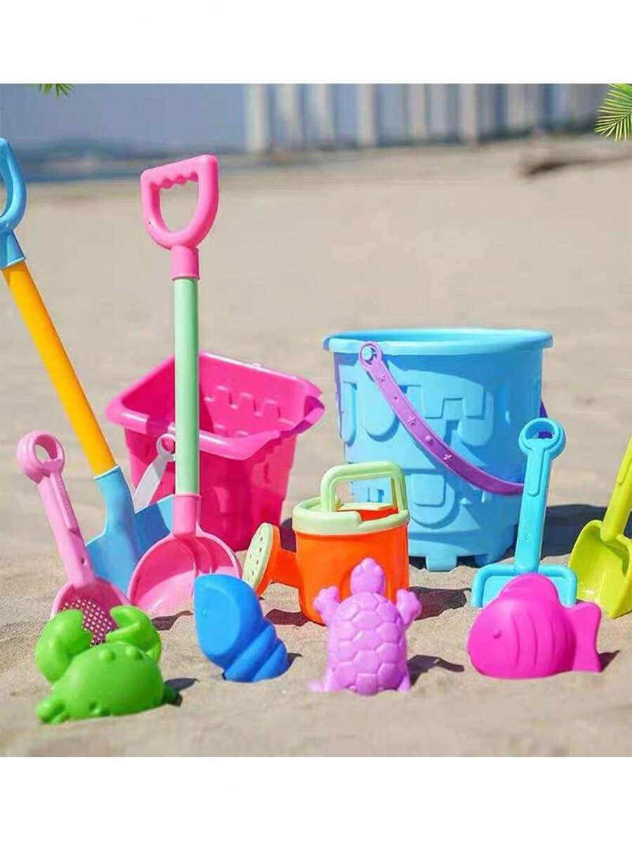 13pcs Kids Beach Toy Set, Sand Pit Toys With Bucket, Shovel, Rake, Sifter, Sand Castle Building Set, Outdoor Sand And Water Toys For Boys And Girls Birthday Gift (Random Color)