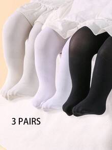 3件套黑色/白色/米色天鹅绒连体衣，柔软连裤袜，适合女婴，可搭配连衣裙，0-36个月新生儿打底裤，四季皆宜，日常穿着和礼物 - 彩色 - 查看 15