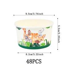 24/40/48入動物系列圖案一次性紙碗、冰淇淋杯、爆米花盒，適用於居家廚房、餐廳外帶、野餐、派對、廚房用品、食品包裝、生日外送及日常使用餐盤 - 斑馬動物 - 查看 7