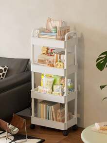 1个三层白色储物推车|耐用塑料材质+360°万向轮|适用于厨房/浴室/卧室等多种场景的储物 - 彩色 - 查看 9