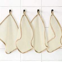 5 Pieces Exfoliating Face and Body Wash Cloths Towel Weave Bath Cloth Exfoliating Scrub Cloth Massage Bath Cloth for Women and Men Brown Edge 10.63 x 9.05 Inch - Marrón - Ver 8