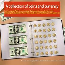 Large Capacity Coin Collection Album, For Currency Collection, Banknote Storage And Display, 120 Pockets Thick PVC Commemorative Coin Album, Copper Coins, Ancient Coins, Sports Commemorative Cards Collection Album - 1PC - View 3