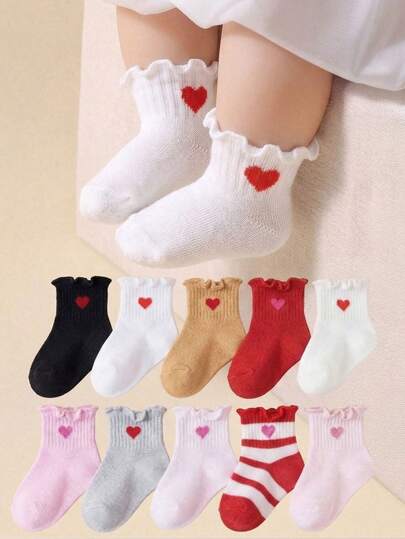 20/10/1 זוג גרביים לתינוקות בנות עם פסים עד אמצע השוק, עיצוב שרוול מצולעים להתאמה אלסטית ולא מחייבת, רב-תכליתי להתאמה לכל תלבושת, מתאים לבנות בנות 0-3, נהדר ללבוש יומיומי ומתנות ביום האהבה, חג ההודיה, חג המולד