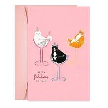 1 Thiệp chúc mừng sinh nhật hình mèo uống cocktail "Chúc mừng sinh nhật tuyệt vời!" (Kèm phong bì) - Thiệp chúc mừng hình những chú mèo dễ thương trong ly rượu vang. - nhiều màu - Xem 8