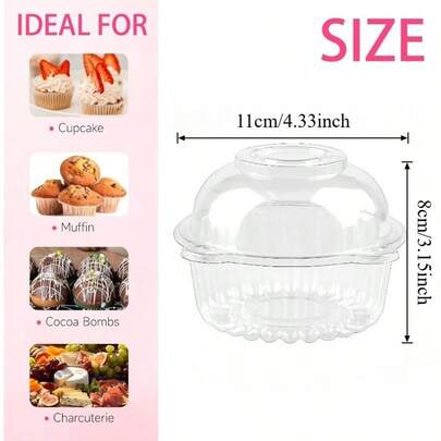 10/30 Hộp bánh tròn trong suốt hình đầu mèo | Bao bì đựng món tráng miệng và món mặn riêng biệt, phù hợp với bánh rán, bánh kếp, bánh ngọt nhỏ, bánh mì kẹp thịt, bánh mì sandwich và bánh tart trái cây - Hoàn hảo cho tiệm bánh, quán cà phê, tiệc sinh nhật và trưng bày mang đi.