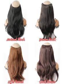 Tóc giả dài thẳng hình chữ V vô hình 22 inch/55cm dành cho nữ, kèm phần tóc nối dài xoăn, kẹp tích hợp giúp tạo vẻ ngoài tự nhiên. - Black-brown - Xem 4