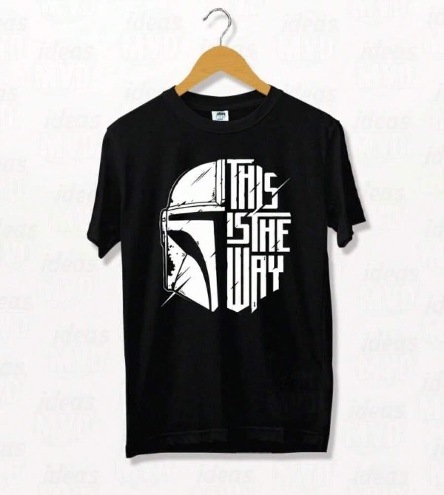Women Shirts Women's Black T-Shirt Remera Mandalorian This Is The Way (Negra),Sunshine And Cheerful Printed T-Shirt, 1 Piece, 100% Pure Cotton, Seasonal Casual Men's T-Shirt, Round Neck Pure Cotton Short Sleeved T-Shirt,All Sizes Available,Family Matching Outfits Lightweight & Breathable For Spring & Summer Wardrobe - 黑色 - 查看 1