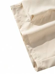 Men's Off-White Contrast Zip Cargo Shorts, Summer Outdoor Casual Knee-Length Pants, Breathable Loose Fit - Apricot - View 9