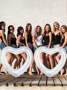 1pc Adult Inflatable Pool Float, Swimming Pool Beach Lake River Party Decor Toy, Fun Floating Device For Swimming Pool, Heart-Shaped Summer Swim Ring, Adult Water Beach Party Supplies, Attractive Water Photography Swimming Ring, Pool Inflatable, Beach Essentials, Pool Float - Clear - View 8