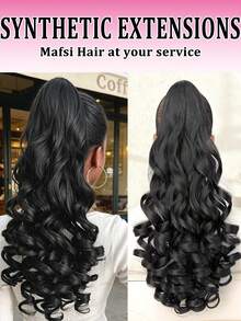 22 Inch Wavy Ponytail Hair Clip, Integrated Wavy Curly Style, Suitable For Daily Use By Women, Black - Black - View 2