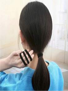 50 piezas Lazos de cabello sin costuras, no dañinos, adecuados para cabello grueso y rizado, sujetadores de coleta de alta elasticidad, bandas de cabello de nailon suaves y antideslizantes, adecuados para mujeres, niñas, deportes, oficina, accesorios para el cabello sin dolor, accesorios para la cabeza, bandas elásticas, coletas, cuerda para el cabello, elásticos para el cabello, viaje, cumpleaños - Negro - Ver 5