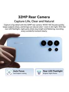 Blackview WAVE 10C 全球版智慧型手機，6.88 吋螢幕，32MP 後置相機 + 13MP 前置相機，Unisoc T310 處理器，支援最高 1TB TF 卡，5000mAh 電池，附保護殼 - 黑色 - 查看 5