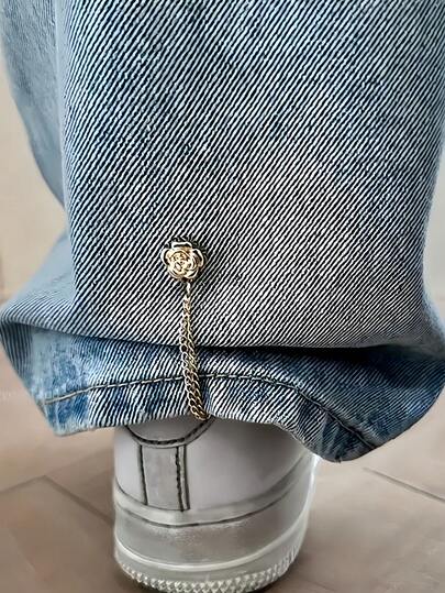 Botones con forma de rosa para acortar las patas de los pantalones, diseño de cierre con botón oculto para evitar que los pantalones se arrastren por el suelo, impermeable, portátil, duradero, adecuado para vaqueros y pantalones casuales