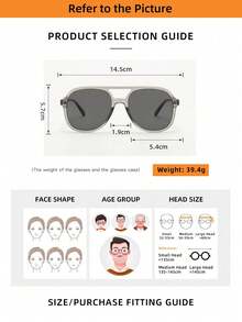1pc Unisex PC Material Double Bridge Large Frame High Quality Minimalist Stylish Glasses, Suitable For Travel, Vacation, Casual, Party And Daily Wear - Transparent Gray Frame Black Gray Film - View 5