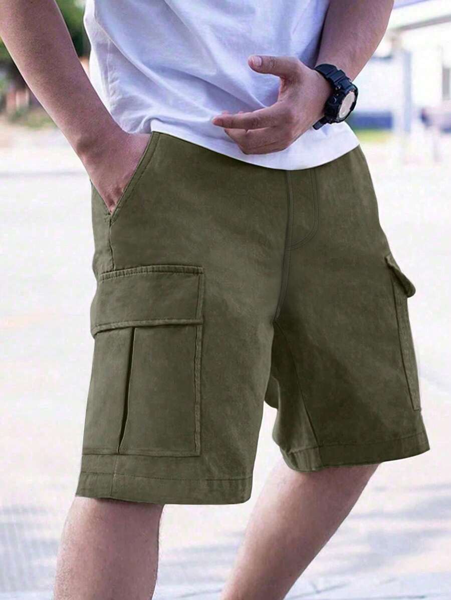 1 chiếc quần short cargo thể thao mùa hè dáng rộng cho bé trai (Kích thước thực tế nhỏ hơn so với hình ảnh, nên đặt mua lớn hơn một size). - xanh quân đội - Xem 1