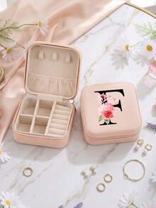 1pc Jewelry Box,Travel Jewelry Box,Portable Zipper Jewelry Organizer - Rose Floral 1 - View 11