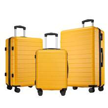 20 Inch 24 Inch 28 Inch Luggage Suitcase Carry On Cabin ABS Spinner Wheels Password Lock Lightweight 3 Piece Set Small Medium Large Holiday Travel - Yellow - View 12