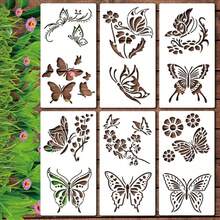 6pcs Reusable PET Hollow Printing Template Set, Featuring Butterfly, Daisy, And Floral Designs, Ideal For Gardening Decor, Interior Design, DIY Crafts, And Hobbies, Promoting Relaxation And Creativity - A - View 7