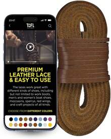 TOFL - Cordones de piel para botas, 1/8 pulgadas de grosor, 72 tiras de piel [1 par] - Gris ahumado - Ver 1