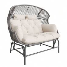 Garden Rocking Chair For Two Patio Hanging Chair Outdoor Swing Egg Chair Rocking Chair Garden Swing Porch Swing For The Garden Balcony Or Terrace Gray - Gray + PE Rattan+Iron+Waterproof Fabric - View 9