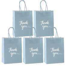 12pcs Green Gift Bags Printed With "Thank You", 8.6 Inch Reusable Shiny Party Favor Bags Suitable For Christmas, Birthday, Baby Shower, Wedding And Shopping - Blue - View 21