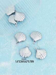 15 piezas de accesorios de joyería de acero inoxidable con diseños de estrellas de mar, conchas, peces y otros motivos de playa y océano para hacer collares y pulseras de estilo de vacaciones en la playa - Plateado - Ver 11