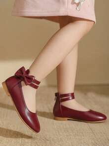 Giày bệt trắng xinh xắn cho bé gái, thích hợp cho mùa thu và bốn mùa. - Màu Đỏ Sâu - Xem 3