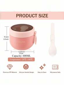 1pc 20oz Overnight Oats Container With Lid, Portable Overnight Oats Cup With Spoon, Leak-Proof Plastic Yogurt Container, Oatmeal Container, Snack Container, Suitable For Camping, Picnic, Beach, Back To School - Multicolor - View 9