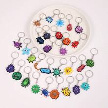 30pcs Cartoon Keychain Anime Keyring, Women Bag Accessory, Flat Casual Cartoon Iron Alloy Keychain - 30 Pieces/set - View 2