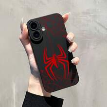 Funda Negra de Spiderman para iPhone 11 12 13 14 15 16 17 Pro Pro Max, Carcasa con Diseño de Araña Roja, Telaraña, Estilo Moderno, Accesorio Resistente para Celular, Case Antideslizante - Estilo (1 pieza) - Ver 6