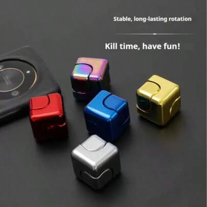 1pc 2026 Metal Cube Finger Spinner, Smooth Long-Lasting Rotation Helps Relieve Anxiety, Adult EDC Finger Spinner Toy