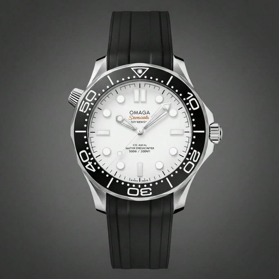 OMEG Men's Watch, Steel, Silicone Strap, Calendar, A+ Quality - g - 查看 1