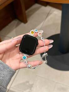 兼容 的新款高级珠宝钻石手链夏季表带，尺寸 38/40/41/42/44/45/46/49 毫米，适用于 Ultra/SE 2/SE 1/Series 11/10/9/8/7/6/5/4/3/2/1。 - 彩銀圓鑽 - 查看 8