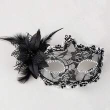1 Stück Spitzenblumen Gesichtsmaske, Brautaccessoire, sexy weiße Spitze & Blumen Halbgesichtsmaske für Maskenball, Party Kostüm Dekoration - mehrfarbig - Übersicht 13