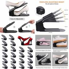 Antigo Organizador de ranuras para zapatos 20 unidades de apilador de zapatos ajustable para organización de clóset soporte para zapatos de doble cubierta ahorro de espacio negro - Ver 1