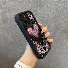 ヒョウ柄ハートピンクモデル様のソフトシリコンお作り携帯ケース  17 16 15 14 13 12 11 Pro Max Plus Air X XS  S21 S22 S23 S24 S25 A13 A14 A15 A17 A33 A35 A54 Note20を使う クリスマス バレンタインデーのプレゼントに メンズの友人、ガールフレンド、家族への贈呈り物 - ブラック - チェックする 8