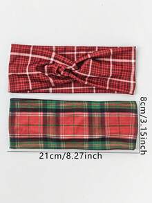 5 chiếc băng đô cài tóc thắt nút bằng vải satin kẻ caro, co giãn cao, đa năng dành cho nữ. - Nhiều màu - Xem 3